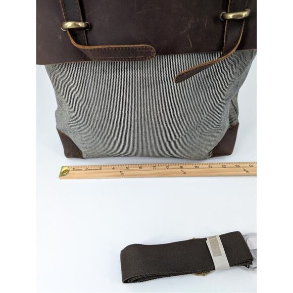 Jesslyn Blake Anthropologie Messenger Bag Canvas Leather Work Travel Boho Chic - Picture 11 of 16